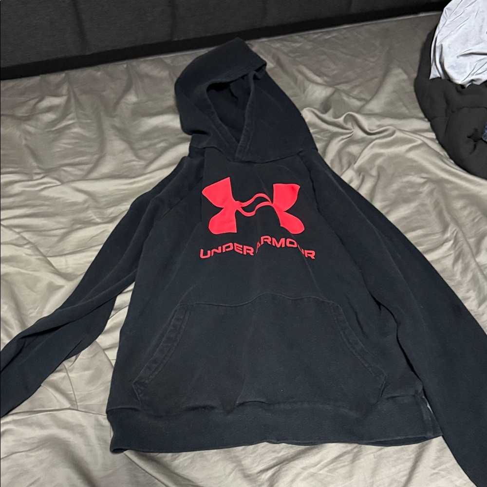 Under Armour Black Hoodie with Vibrant Red Logo
